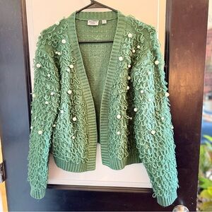 NWOT Fun Green Textured Women's Sweater
